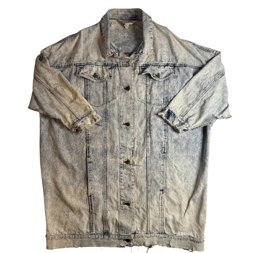 Y2K‎ Giorgio Morandi Acid Washed Denim Shacket Distressed Men's L Grunge